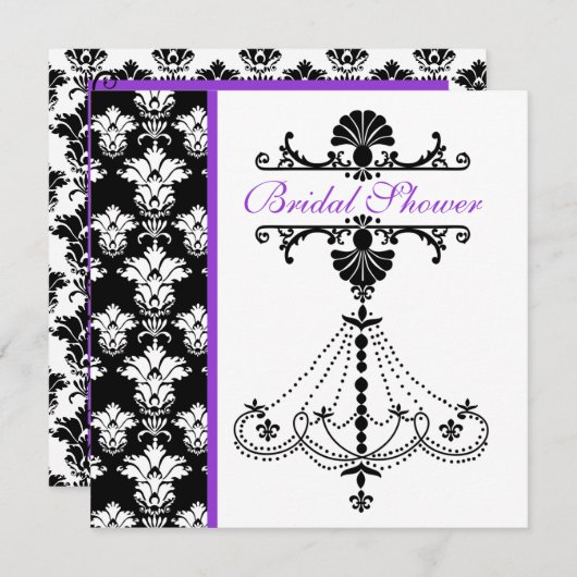 Eleganter Kronleuchter Brautdusche Einladung (Vorne/Hinten)