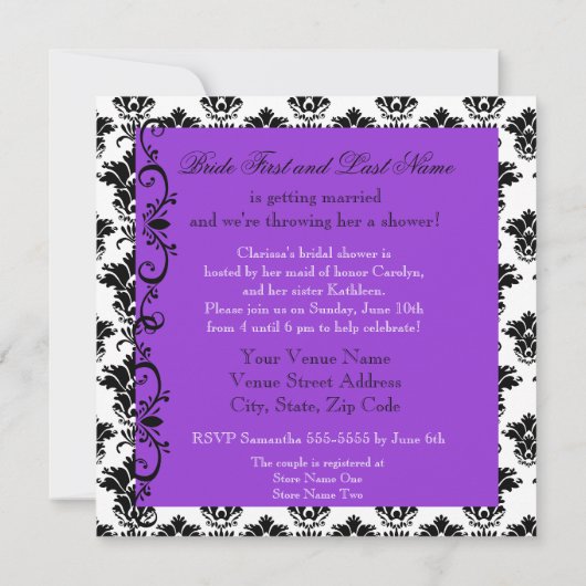 Eleganter Kronleuchter Brautdusche Einladung (Rückseite)