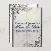 Eleganter Kronleuchter und Schnörkel Save the Date Ankündigungspostkarte (Vorne/Hinten)