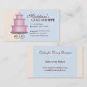 Eleganter Kuchen auf blauer kundenspezifischer Visitenkarte (Vorne/Hinten)