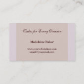 Eleganter Kuchen auf Tan Custom Bakery Business Ca Visitenkarte (Rückseite)