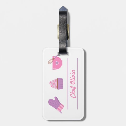 Eleganter Kuchen-Handschuh-Backen-Bäcker-Koch Gepäckanhänger (Rückseite vertikal)