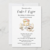 Eleganter Kuchen & Kaffee  Geburtstagsfeier Einladung (Vorderseite)