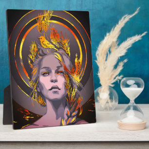 Eleganter Kunstdruck mit goldenem Weizen und Vogel Fotoplatte