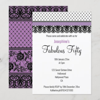 ELEGANTER KUNSTSTOM FABULOUS AN 50 LILA FLÄCHE EINLADUNG