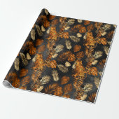 Eleganter Kupfer Black Graphic Tiger Geschenkpapier (Ungerollt)