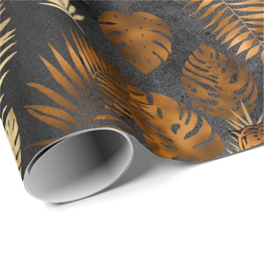 Eleganter Kupfer Black Graphic Tiger Geschenkpapier (Rolleneckpunkt)