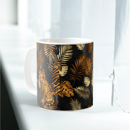 Eleganter Kupfer Black Graphic Tiger Kaffeetasse