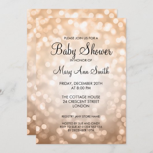 Eleganter Kupfer-Glitzer-Duschkopf Einladung (Vorne/Hinten)