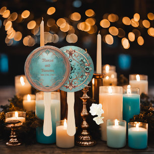 Eleganter Kupfer Türkis Garden Wedding Fans Fächer