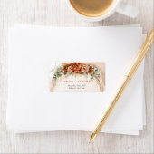 Eleganter Kupfer- und Bordeaux-Blume Adressaufkleber (Insitu)