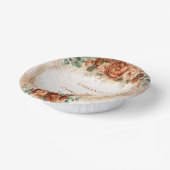 Eleganter Kupfer- und Bordeaux-Blume Pappteller (Gewinkelt)