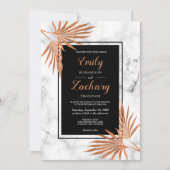 Eleganter Kupfermarmor Schwarz-weiße tropische Hoc Einladung (Vorderseite)