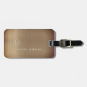 Eleganter Kupfername mit Monogramm Name modern Gepäckanhänger (Vorderseite horizontal)