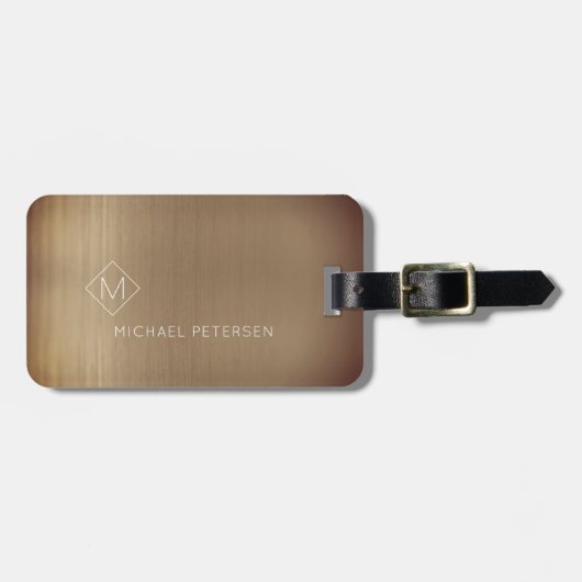 Eleganter Kupfername mit Monogramm Name modern Gepäckanhänger (Vorderseite horizontal)
