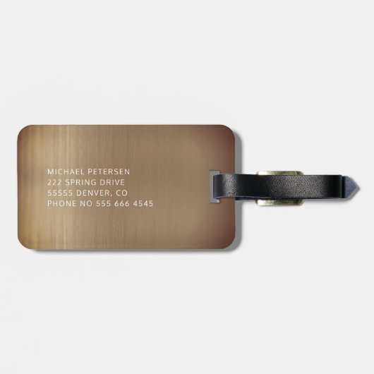 Eleganter Kupfername mit Monogramm Name modern Gepäckanhänger (Rückseite horizontal)