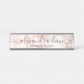 Eleganter Kupferstich-Rose-Gold-Glitzer-Makeup-Kün Schreibtischnamensplakette (Vorderseite )