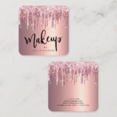 Eleganter Kupferstich-Rose-Gold-Glitzer-Tropfen Quadratische Visitenkarte (Vorne/Hinten)