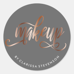 Eleganter Kupferstich-Rose-Gold und Grauschminkkü Runder Aufkleber