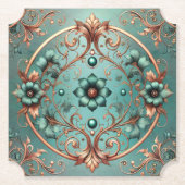 Eleganter Kupferturquoise-Blumenring Untersetzer (Vorderseite)