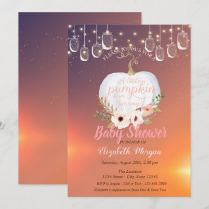 Eleganter Kürbis, Lichter, Florale Textur Babypart Einladung