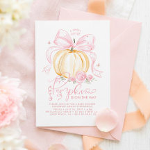 Eleganter Kürbis mit rosa Schleife für Baby Shower