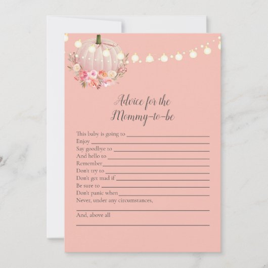 Eleganter Kürbisberater für Mommy Baby Shower Game Einladung (Vorderseite)