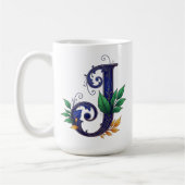 Eleganter Kursiver Buchstabe J Kaffeetasse (Links)