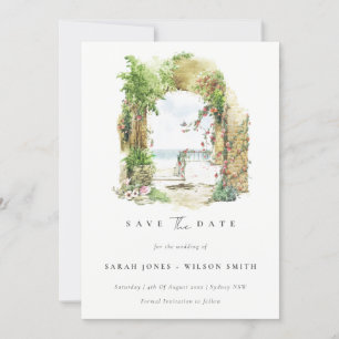 Eleganter Küstenbotanischer Bogen Sandstrand Seela Save The Date
