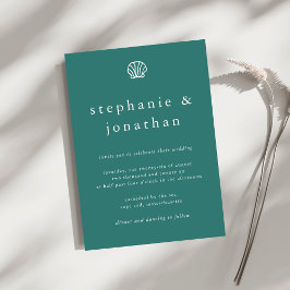 Eleganter Küstenstrand Aquamarin Minimale Hochzeit Einladung