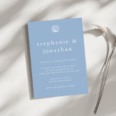 Eleganter Küstenstrand Dusty Blauer Minimal Hochze Einladung