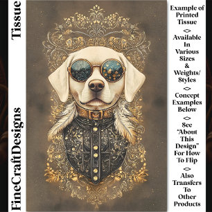 Eleganter Labrador Hund, Gold Filigree CM3 Decoupa Seidenpapier