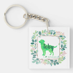 Eleganter Labrador in Pastellgrün Personalisiert Schlüsselanhänger