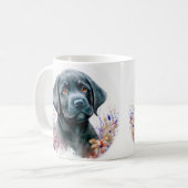 Eleganter Labrador Retriever Floral Puppy Dog Kaffeetasse (Vorderseite Links)