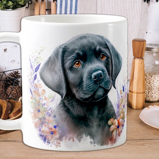 Eleganter Labrador Retriever Floral Puppy Dog Kaffeetasse