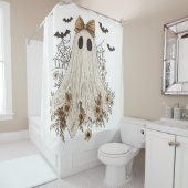 Eleganter Lace Ghost mit Bow | Floral Ghost Duschvorhang (Beispiel)