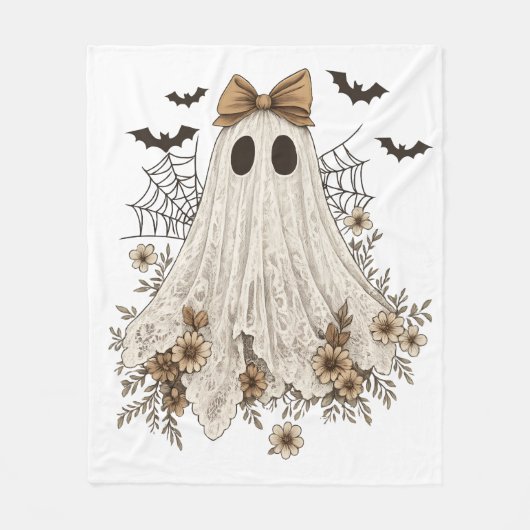 Eleganter Lace Ghost mit Bow | Floral Ghost Fleecedecke (Vorderseite)