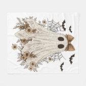 Eleganter Lace Ghost mit Bow | Floral Ghost Fleecedecke (Vorderseite (Horizontal))