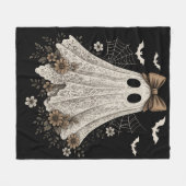 Eleganter Lace Ghost mit Bow | Floral Ghost Fleecedecke (Vorderseite (Horizontal))