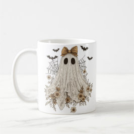 Eleganter Lace Ghost mit Bow | Floral Ghost Kaffeetasse