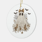 Eleganter Lace Ghost mit Bow | Floral Ghost Keramik Ornament (Links)