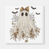 Eleganter Lace Ghost mit Bow | Floral Ghost Magnet (Vorne)