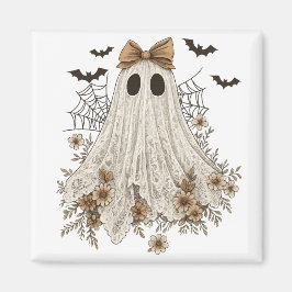 Eleganter Lace Ghost mit Bow | Floral Ghost Magnet