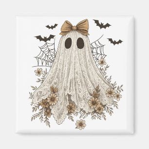Eleganter Lace Ghost mit Bow Floral Ghost Magnet