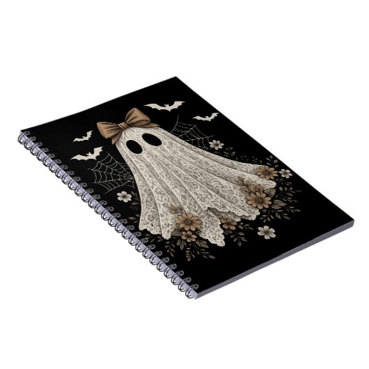 Eleganter Lace Ghost mit Bow | Floral Ghost Notizblock (Rechte Seite)