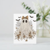 Eleganter Lace Ghost mit Bow | Floral Ghost Postkarte (Stehend Vorderseite)
