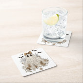 Eleganter Lace Ghost mit Bow | Floral Ghost Rechteckiger Pappuntersetzer (Vor Ort)