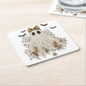 Eleganter Lace Ghost mit Bow | Floral Ghost Rechteckiger Pappuntersetzer (angewinkelt)