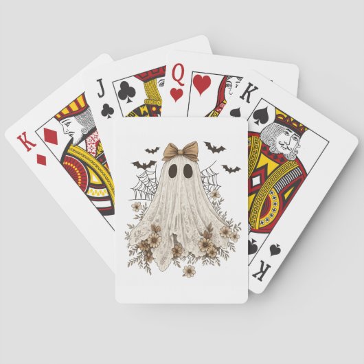 Eleganter Lace Ghost mit Bow | Floral Ghost Spielkarten (Rückseite)