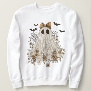 Eleganter Lace Ghost mit Bow   Floral Ghost Sweatshirt